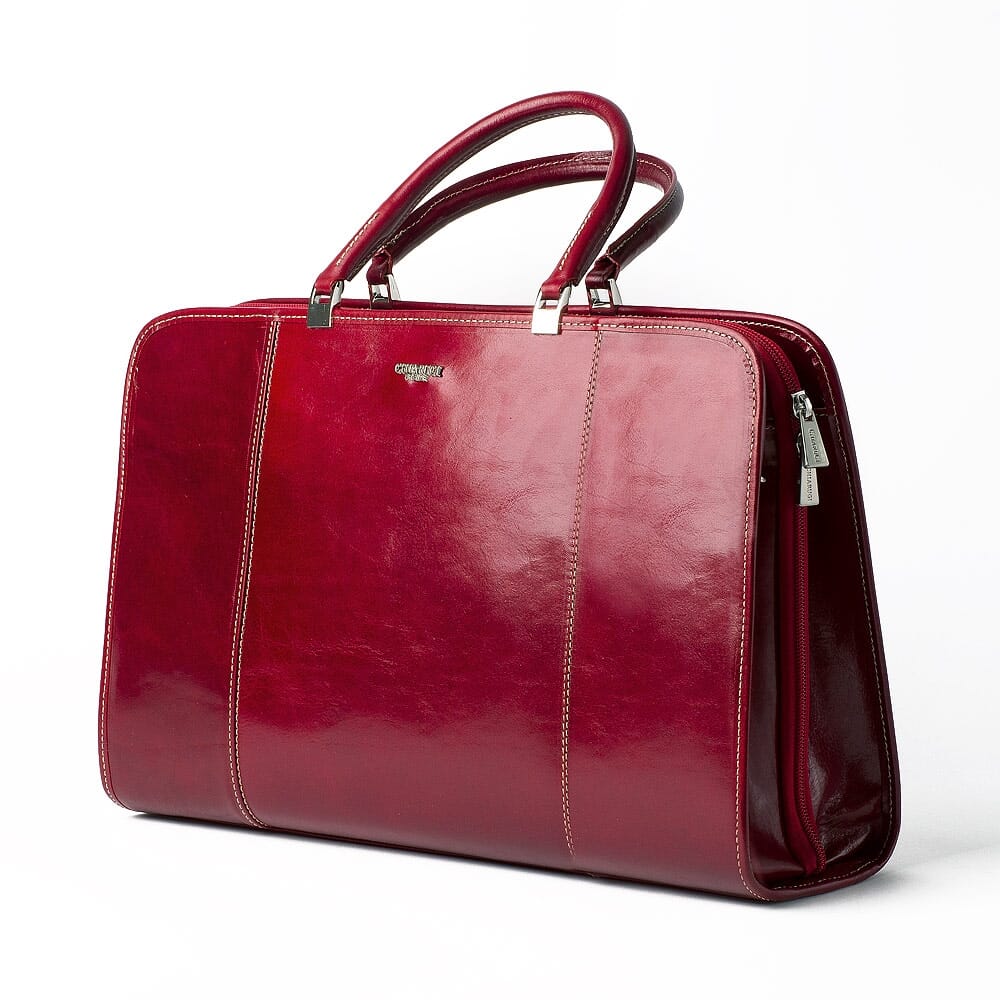 Red leather briefcase on sale