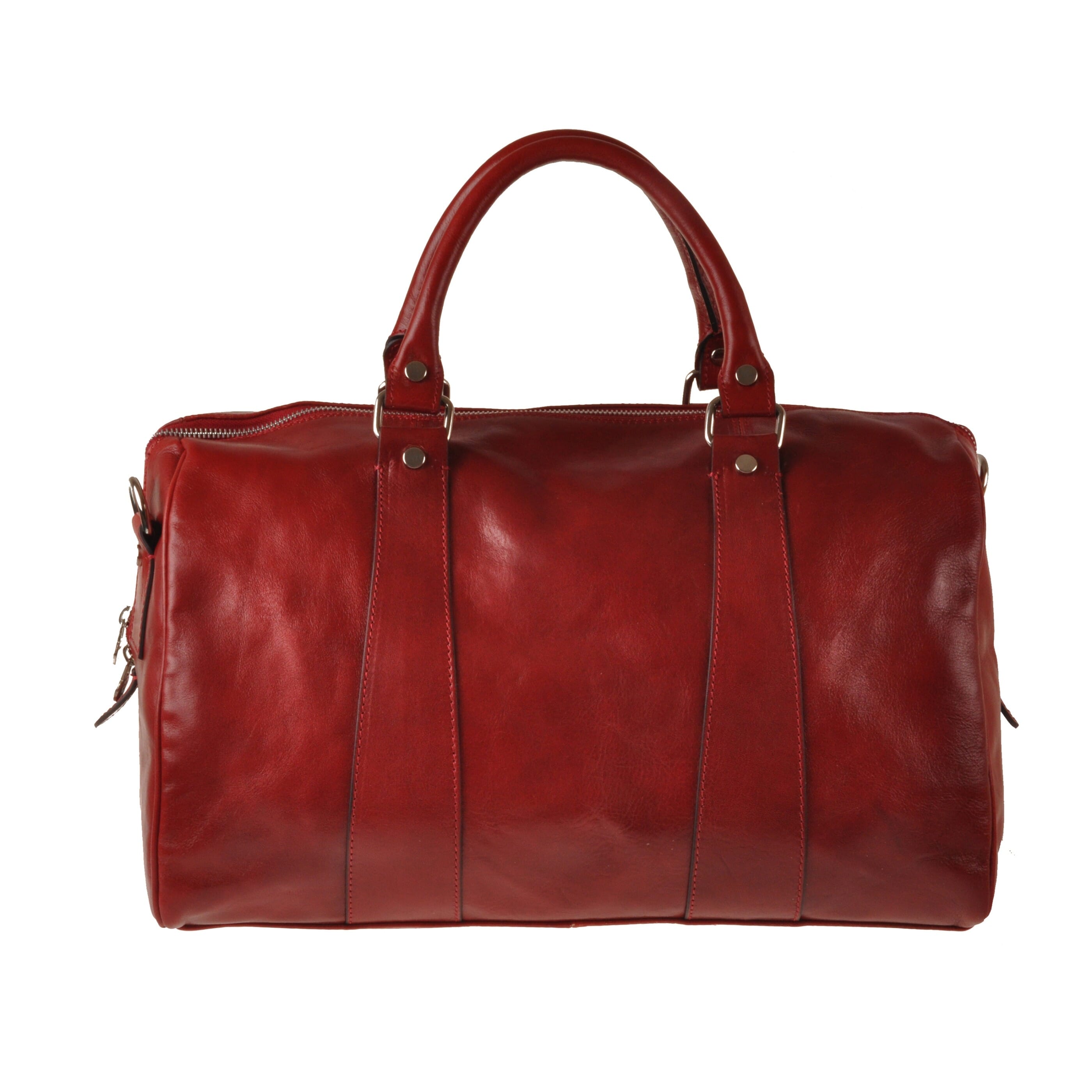 Red leather hotsell weekend bag