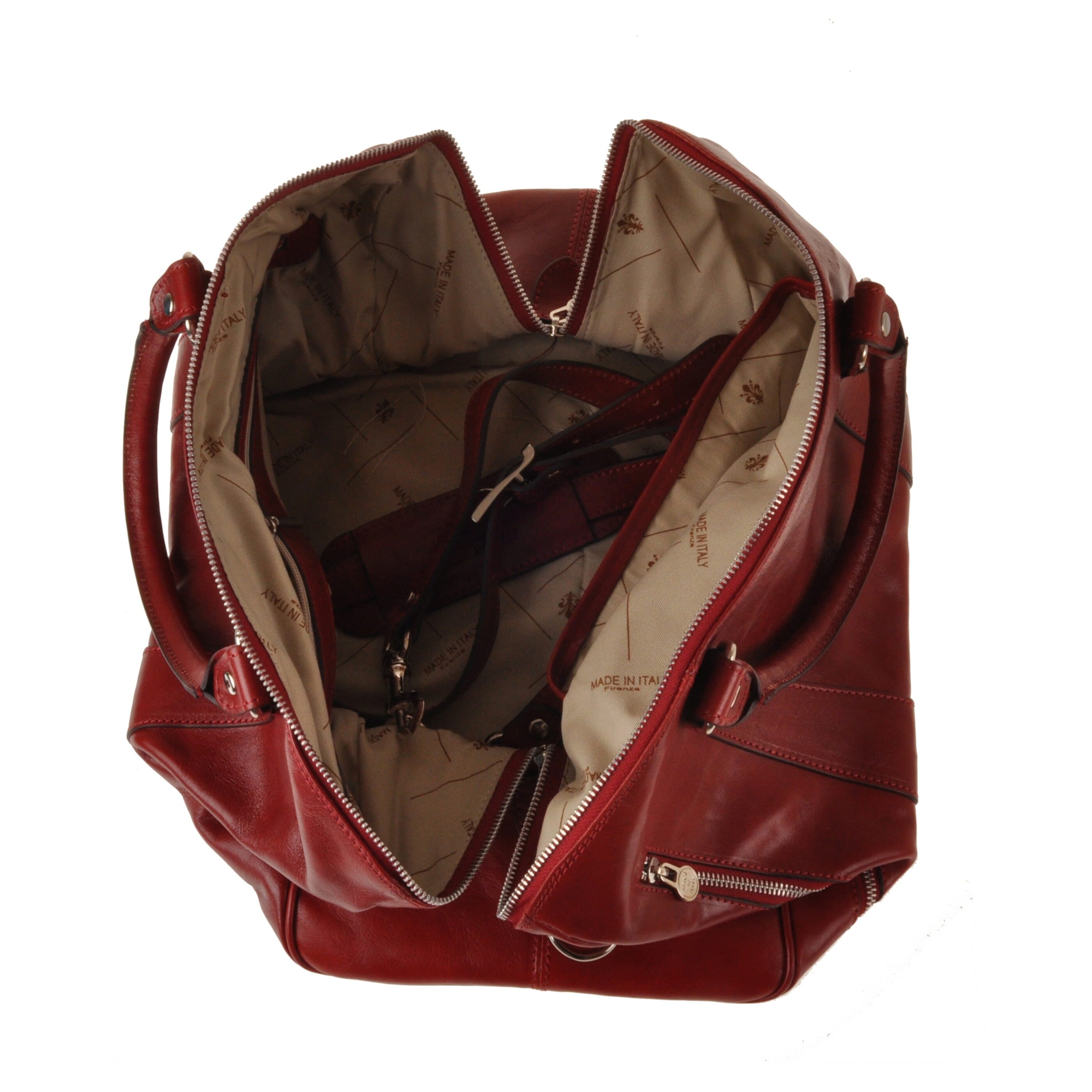 Red leather hot sale weekend bag