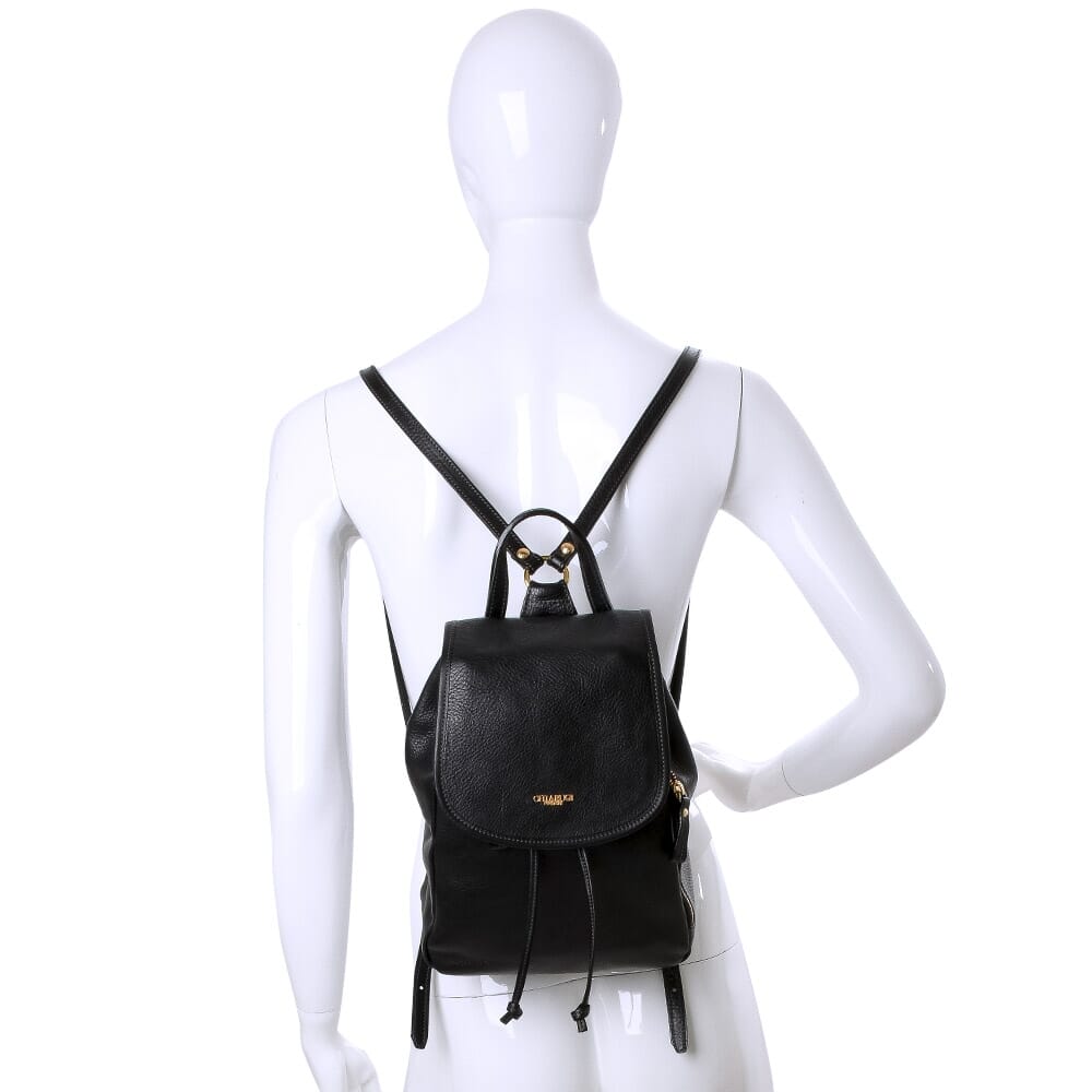 Black leather backpack Chiarugi by Original Tuscany Made in Italy