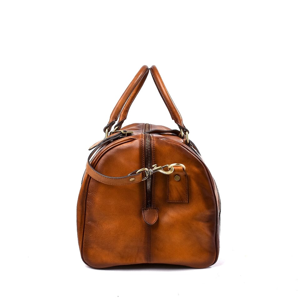 Cerebrum deur Ounce Travel bag in aged calf leather San Gimignano Made in Italy Pratesi
