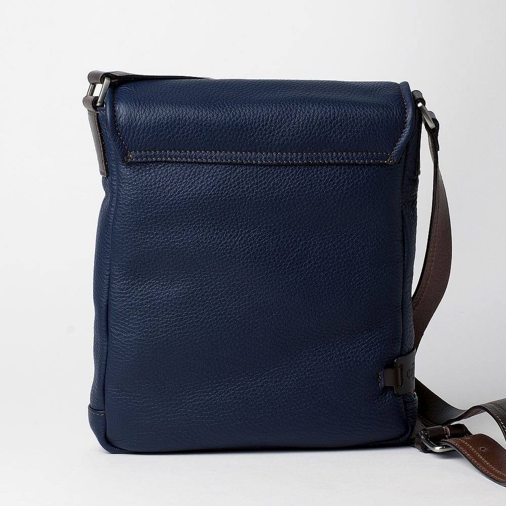 Blue Leather Sling Bag for men Leopardi Chiarugi by Original