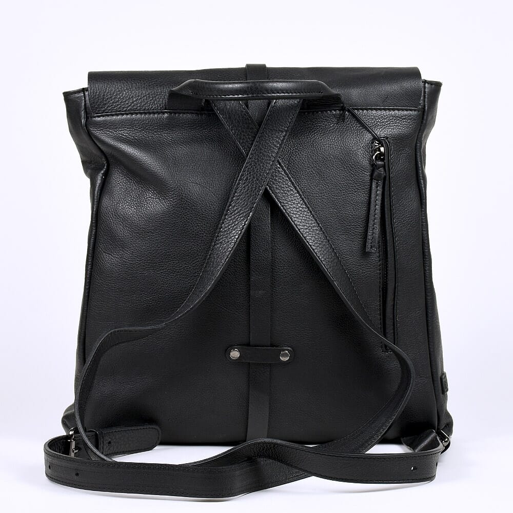 Soft natural vintage leather backpack s woman black CALLA Rossi by Original Tuscany