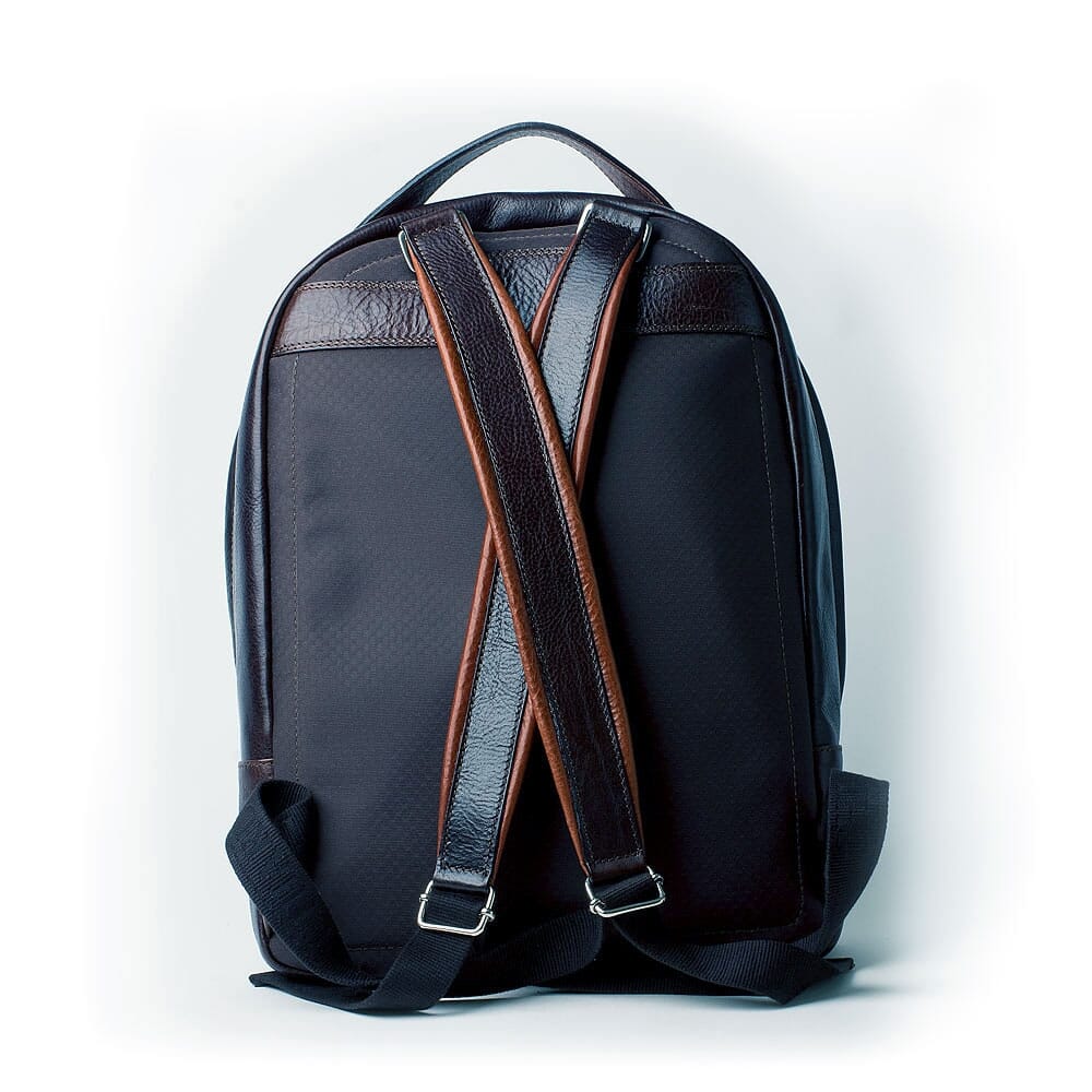 Blue discount leather backpack