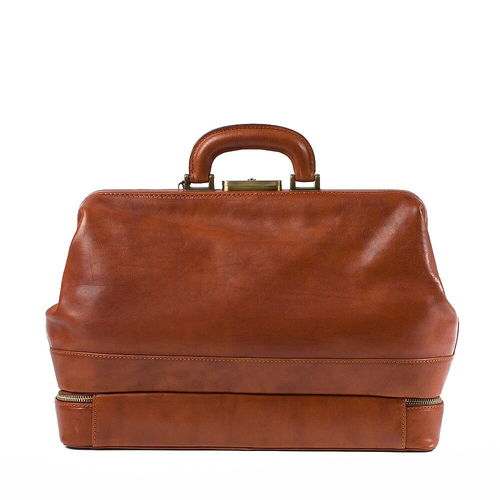 Brown Leather Doctor Bag Lorenzo Ponte Vecchio by Original Tuscany Made in Italy