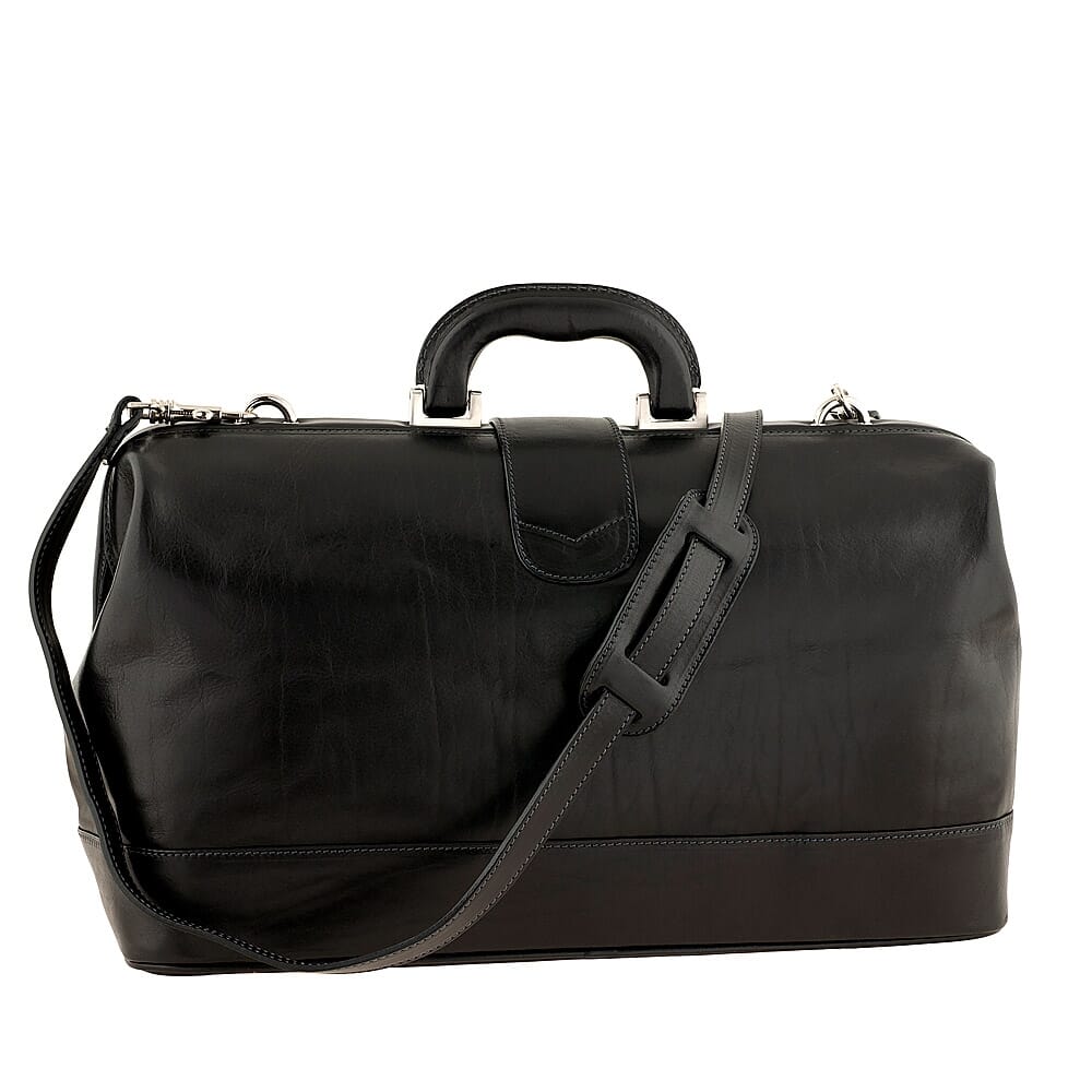 Black leather Doctor Bag Mercalli Chiarugi by Original Tuscany Made in Italy